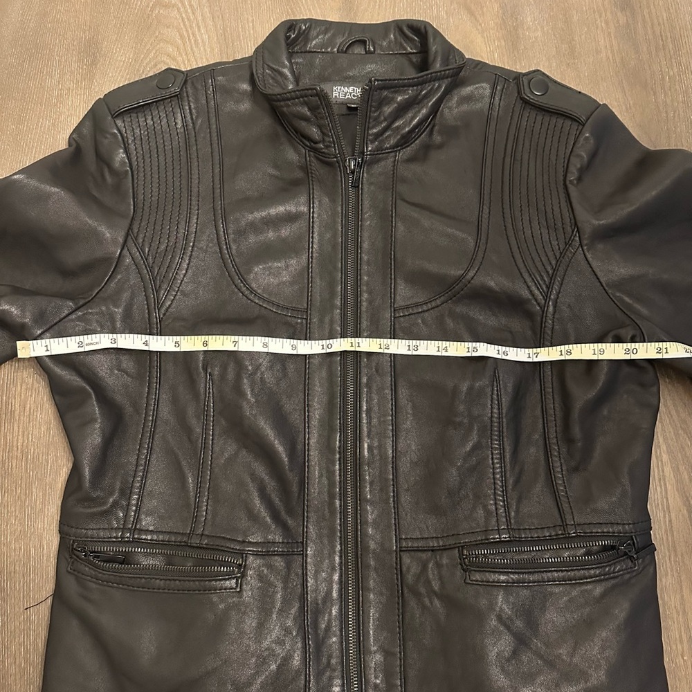 Kenneth Cole Reaction 100% Leather Black Moto Lined Jacket Women’s Size XL‎ - Picture 9 of 10